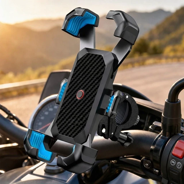 Alt view image 2 of 7 - Motorcycle Phone Mount Auto Lock 100MPH Military Anti-Shake Bike Phone Holder US