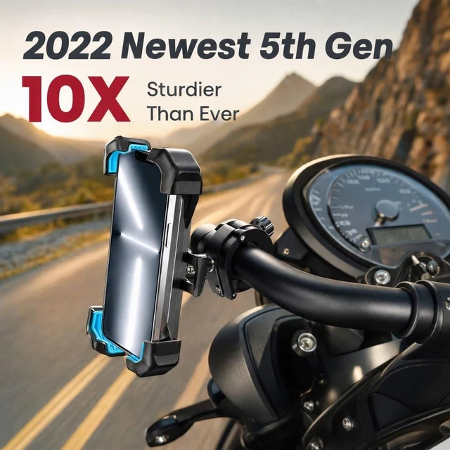 Alt view image 7 of 7 - Motorcycle Phone Mount Auto Lock 100MPH Military Anti-Shake Bike Phone Holder US
