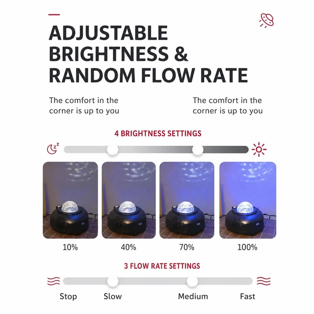 Alt view image 3 of 7 - Aurora Projector Galaxy Star Night Light LED Lamp for Bedroom Ceiling Decor