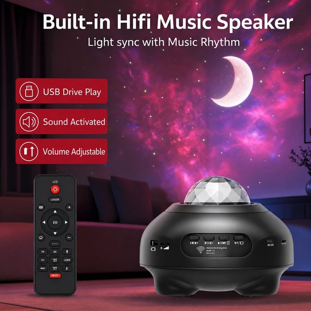 Alt view image 2 of 7 - Aurora Projector Galaxy Star Night Light LED Lamp for Bedroom Ceiling Decor