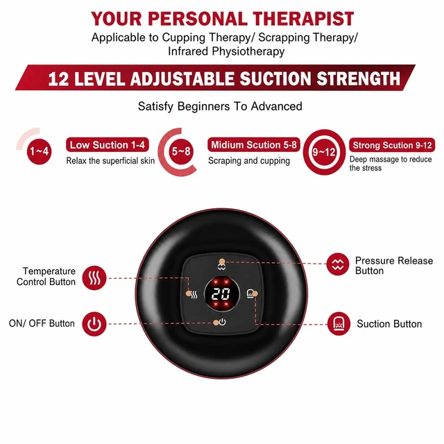 Alt view image 3 of 7 - 2PC Electric Heating Cupping Therapy Set Gua Sha Anti Cellulite Therapy Massager