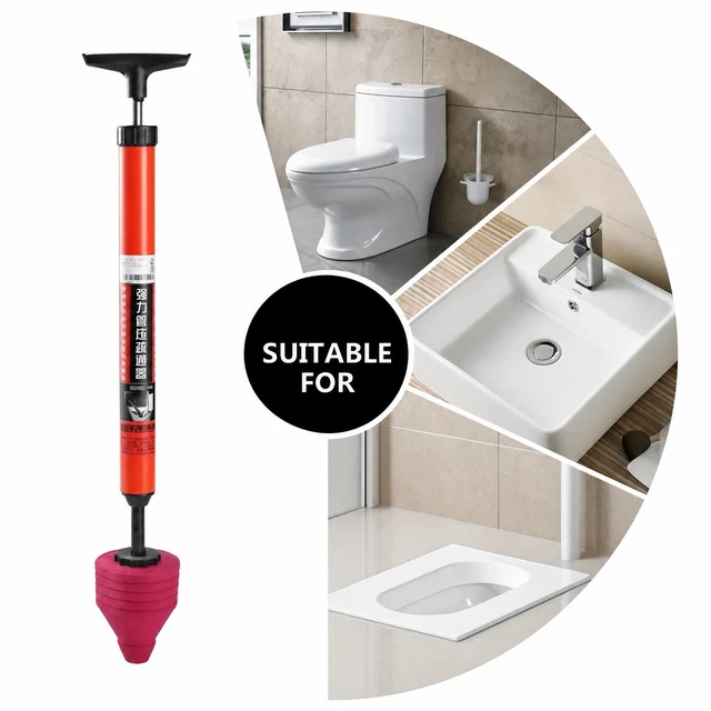 Alt view image 4 of 7 - Heavy Duty High Pressure Toilet Unblock Plunger Clog Drain Buster Vacuum Pump US