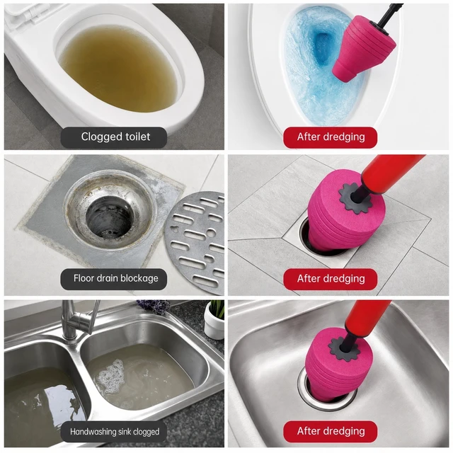 Alt view image 6 of 7 - Heavy Duty High Pressure Toilet Unblock Plunger Clog Drain Buster Vacuum Pump US