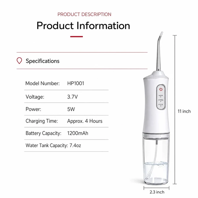 Alt view image 6 of 7 - Deluxe Water Flosser Water Pick Cordless Oral Irrigator Dental Teeth Cleaner