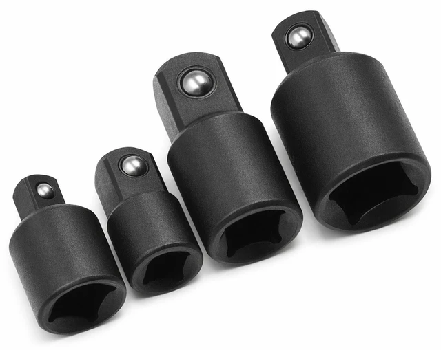 Alt view image 5 of 7 - 4 Pack Air Impact Socket Adapter Set 3/8" to 1/4" 1/2 inch Drive Ratchet Reducer