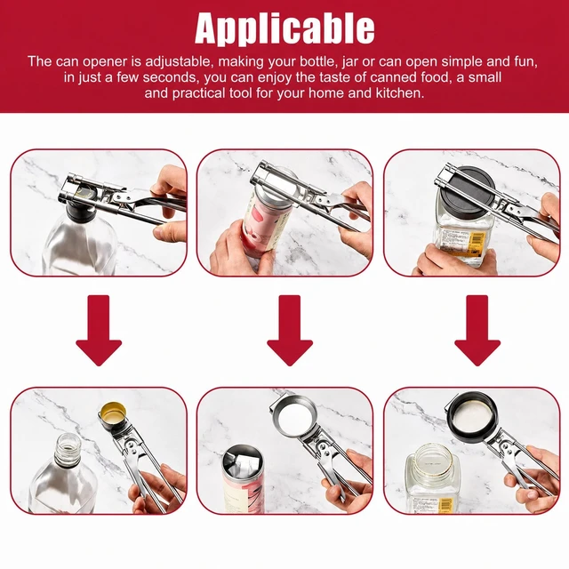 Alt view image 2 of 7 - Jar Opener for Seniors Adjustable Stainless Steel Arthritis Jar & Bottle Opener