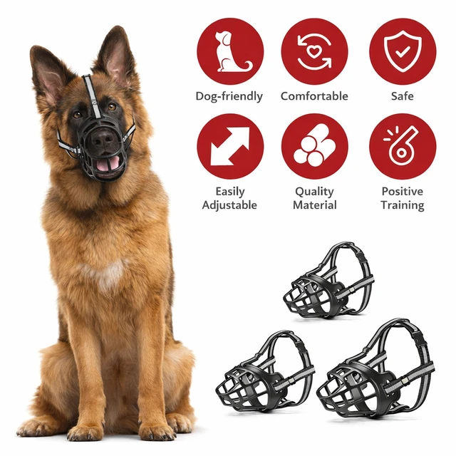 Alt view image 3 of 7 - Adjustable Dog Muzzle Silicone Breathable Strong Basket Dogs Mouth Muzzles USA - XL