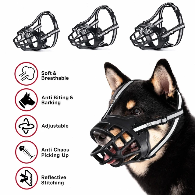Alt view image 4 of 7 - Adjustable Dog Muzzle Silicone Breathable Strong Basket Dogs Mouth Muzzles USA - XL