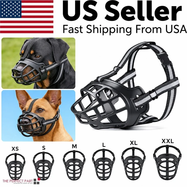 Alt view image 2 of 7 - Adjustable Dog Muzzle Silicone Breathable Strong Basket Dogs Mouth Muzzles USA - XL