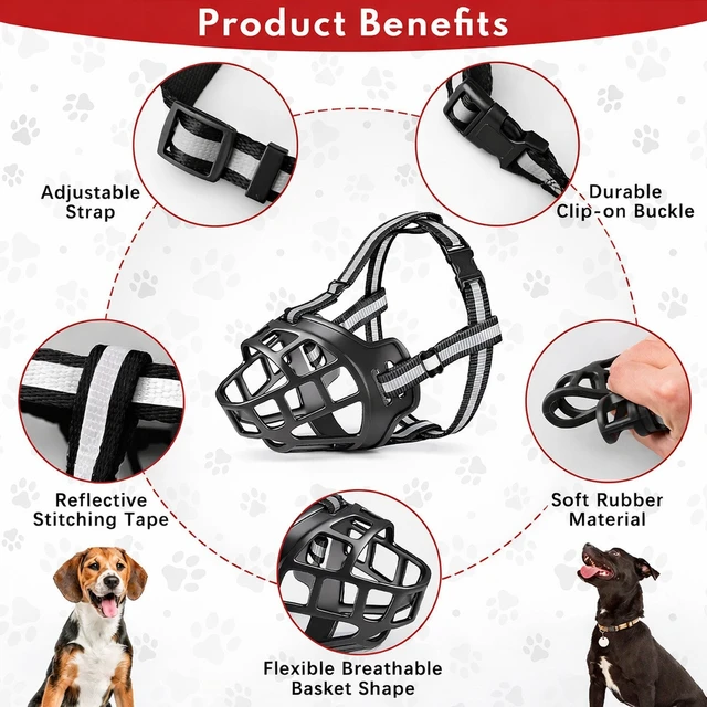 Alt view image 7 of 7 - Adjustable Dog Muzzle Silicone Breathable Strong Basket Dogs Mouth Muzzles USA - XL