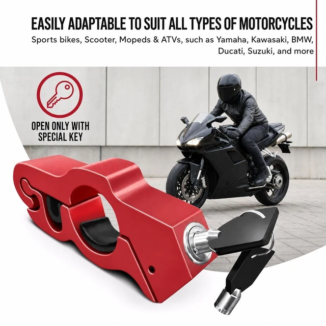 Alt view image 5 of 7 - Anti-Theft Lock Bike Motorcycle Handlebar Brake Clutch Security Lock Accessories - Black