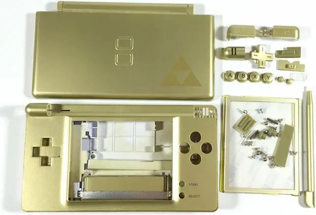 Alt view image 2 of 6 - Replacement Housing for Nintendo DS Lite Glass Lens Shell Gold Zelda Triforce