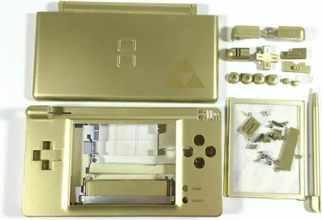 Alt view image 6 of 6 - Replacement Housing for Nintendo DS Lite Glass Lens Shell Gold Zelda Triforce