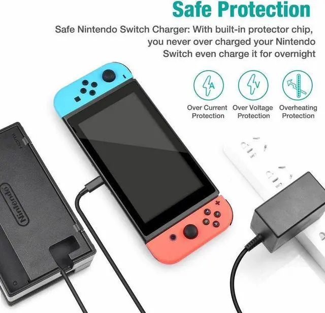 Alt view image 7 of 7 - For Nintendo Switch AC Power Supply Adapter Home Wall Travel Charger Cable 2.4A