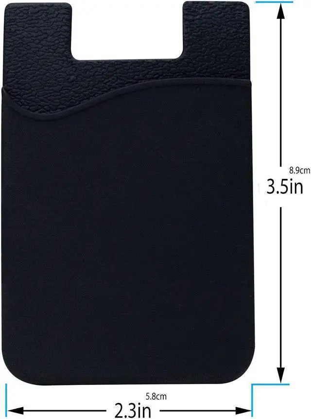 Alt view image 6 of 7 - 5x Silicone Credit Card Holder Cell Phone Wallet Pocket Sticker Adhesive Black