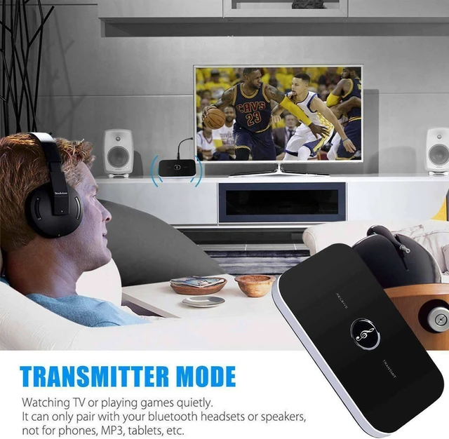 Alt view image 2 of 7 - Bluetooth 5.0 Transmitter Receiver 2 IN 1 Wireless Audio 3.5mm Jack Aux Adapter