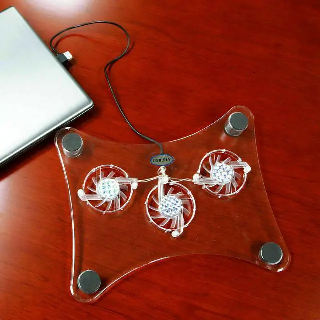 Alt view image 6 of 7 - 3 Fans USB Cooler Cooling Pad Stand LED Light Radiator For Laptop PC Notebook