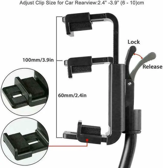 Alt view image 7 of 7 - Universal 360° Car Rearview Mirror Mount Stand Holder Cradle For Cell Phone GPS