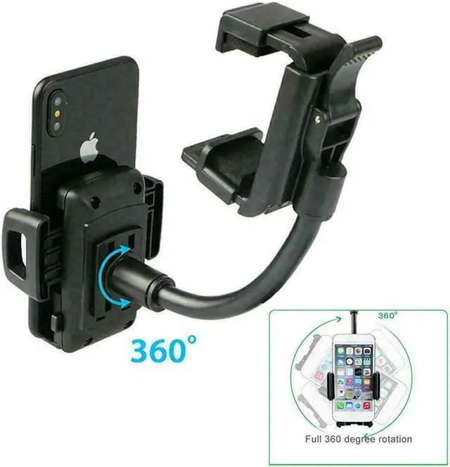 Alt view image 6 of 7 - Universal 360° Car Rearview Mirror Mount Stand Holder Cradle For Cell Phone GPS