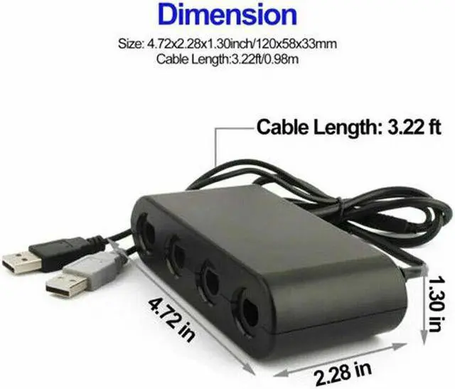 Alt view image 4 of 7 - GameCube Controller Adapter 4 Port For Nintendo Switch Wii U & PC USB NEW TURBO