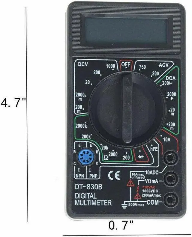 Alt view image 3 of 7 - 7 Fn Digital Multimeter AC DC Voltage Volt 10 Amp Current Resistance Ohm Meter