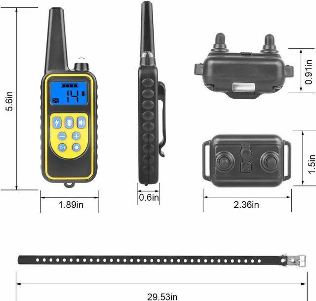Alt view image 3 of 7 - 2600 FT Remote Dog Shock Training 2 Collar Set Rechargeable Waterproof LCD Pet