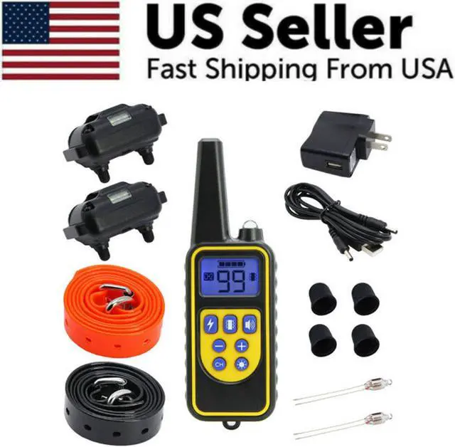 Alt view image 2 of 7 - 2600 FT Remote Dog Shock Training 2 Collar Set Rechargeable Waterproof LCD Pet