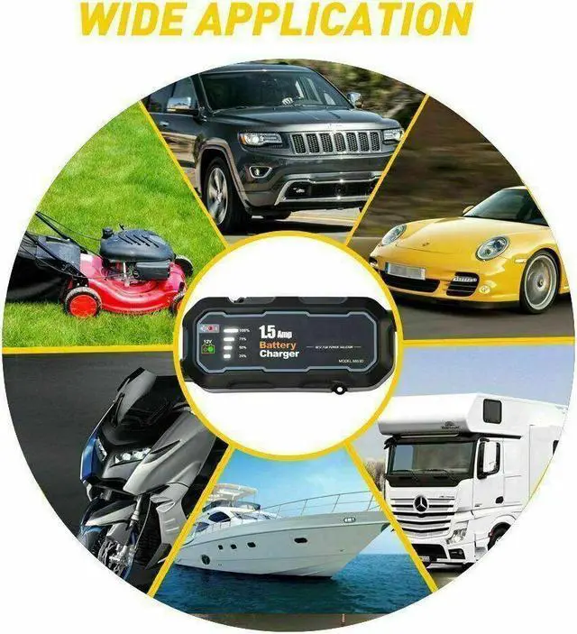 Alt view image 7 of 7 - 1500mAh Automatic Smart Battery Charger 12V Portable Car Auto Trickle Maintainer