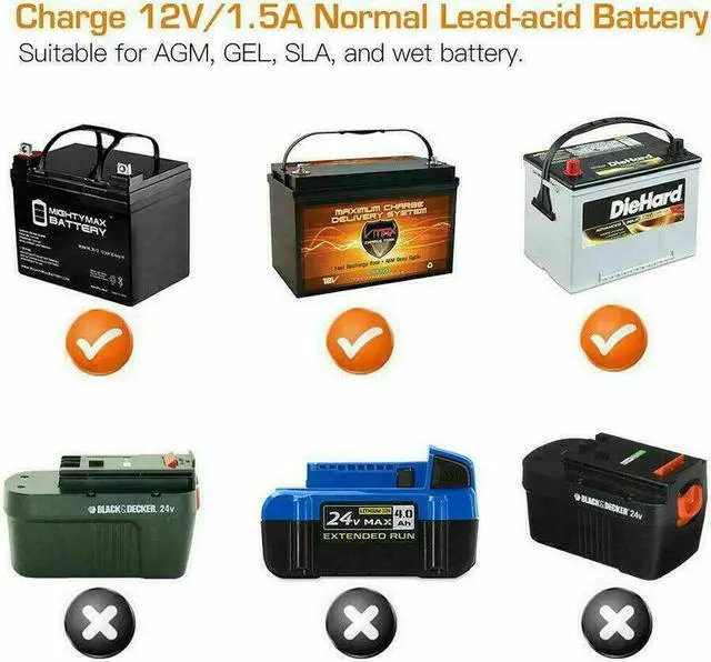 Alt view image 2 of 7 - 1500mAh Automatic Smart Battery Charger 12V Portable Car Auto Trickle Maintainer