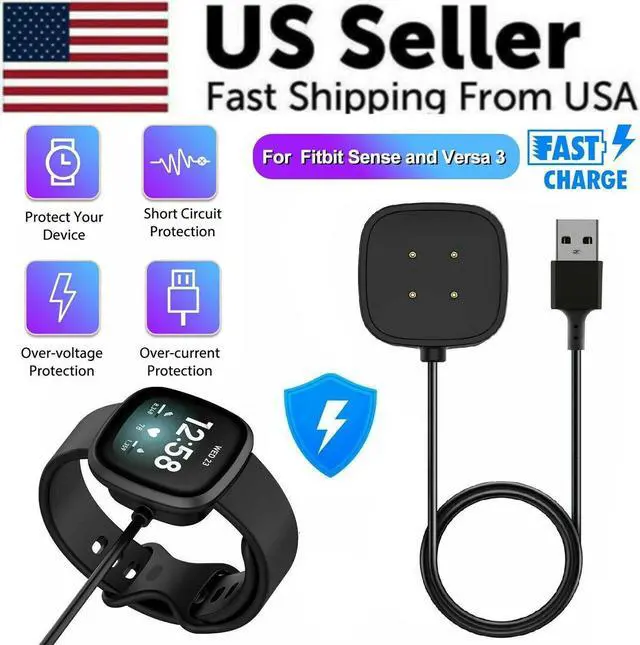 Alt view image 5 of 7 - Wireless Charger For Fitbit Sense / Versa 3 Watch USB Fast Charging Dock Cable