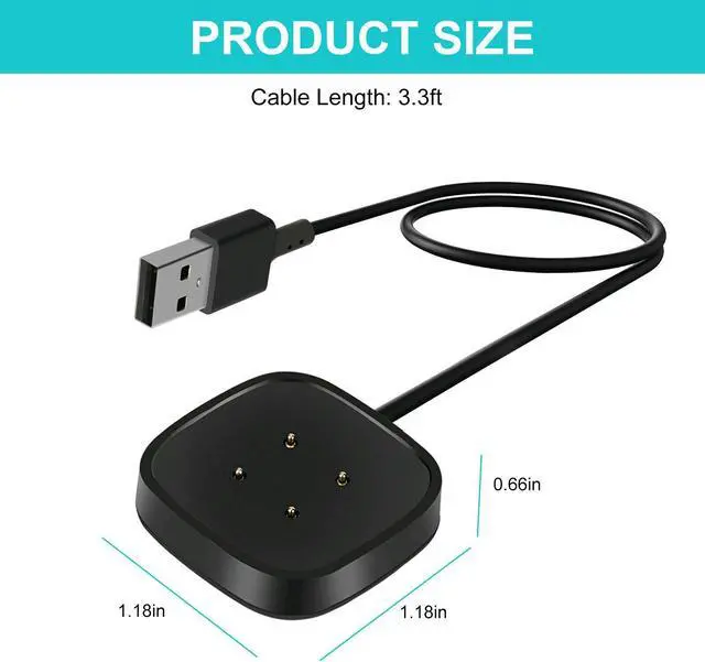 Alt view image 4 of 7 - Wireless Charger For Fitbit Sense / Versa 3 Watch USB Fast Charging Dock Cable