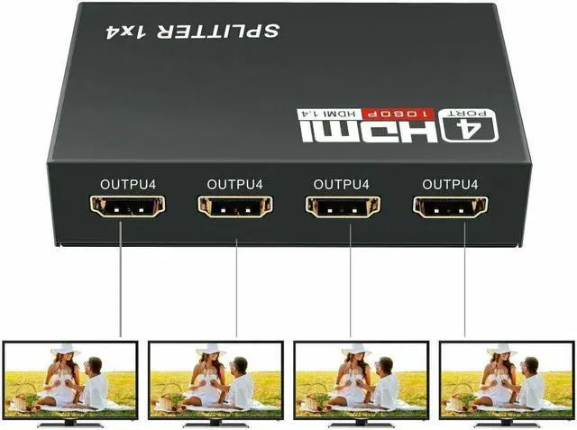 Alt view image 6 of 7 - 4 Port HDMI 4K Hub Multi Splitter & Amplifier For 3D HDTV 1080P 1X4 1 In 4 Out
