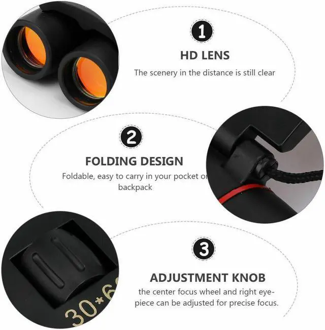 Alt view image 6 of 7 - Binoculars 30x60 Zoom Outdoor Travel Compact Folding Telescope Hunting Day/Night