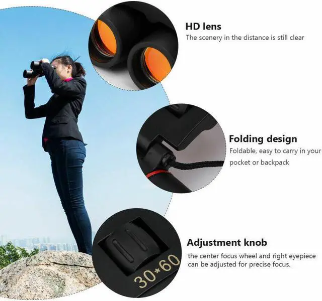 Alt view image 2 of 7 - Binoculars 30x60 Zoom Outdoor Travel Compact Folding Telescope Hunting Day/Night
