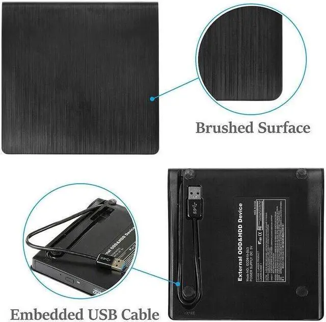 Alt view image 7 of 7 - Slim External CD DVD RW Drive USB 3.0 Writer Burner Player Black For Laptop PC