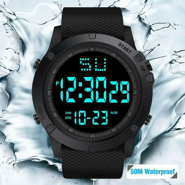 Alt view image 7 of 7 - Waterproof Digital Sports Watch Military Tactical LED Backlight Wristwatch Men