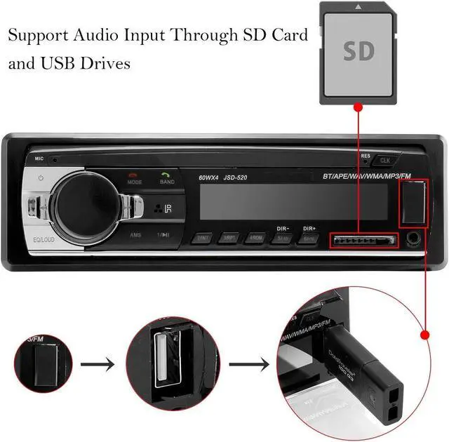Alt view image 2 of 7 - Bluetooth Car Stereo Audio In-Dash FM Aux Input Receiver SD USB MP3 Radio Player