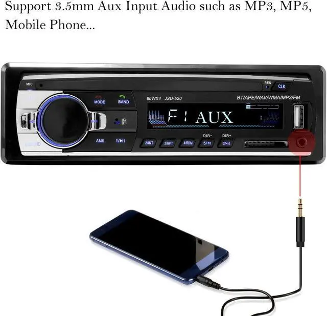 Alt view image 4 of 7 - Bluetooth Car Stereo Audio In-Dash FM Aux Input Receiver SD USB MP3 Radio Player