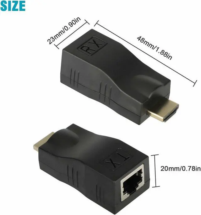 Alt view image 5 of 7 - 4K 1080P HDMI Extender to RJ45 Over Cat 5e/6 Network LAN Ethernet Adapter 2PCS