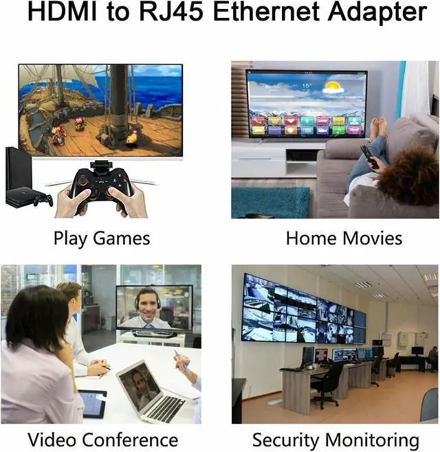 Alt view image 6 of 7 - 4K 1080P HDMI Extender to RJ45 Over Cat 5e/6 Network LAN Ethernet Adapter 2PCS
