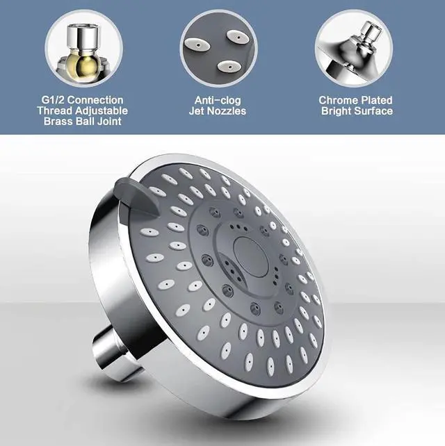 Alt view image 6 of 7 - Shower Heads Handheld Spray High Pressure Adjustable Showerhead Top Spray Bath
