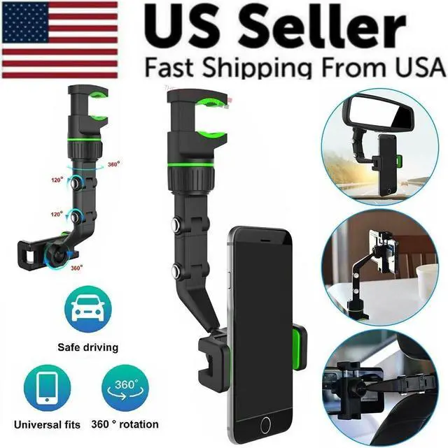 Alt view image 6 of 7 - 360° Car Rearview Mirror Rotation Adjustable Phone Holder Mount Multifunction