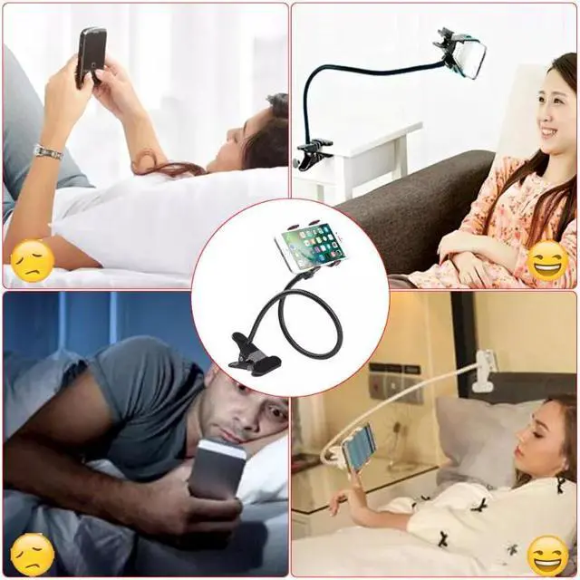 Alt view image 3 of 7 - Universal Lazy Mobile Phone Gooseneck Stand Holder Flexible Bed Desk Table Clip