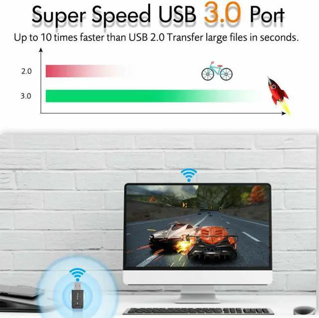 Alt view image 5 of 7 - 1300Mbps USB3.0 Wireless WiFi Adapter Dongle Dual Band 5G/2.4G Desktop Laptop PC