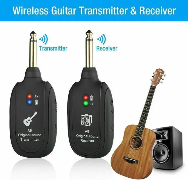 Alt view image 2 of 7 - UHF Guitar Wireless System Transmitter+Receiver Built In Rechargeable Battery