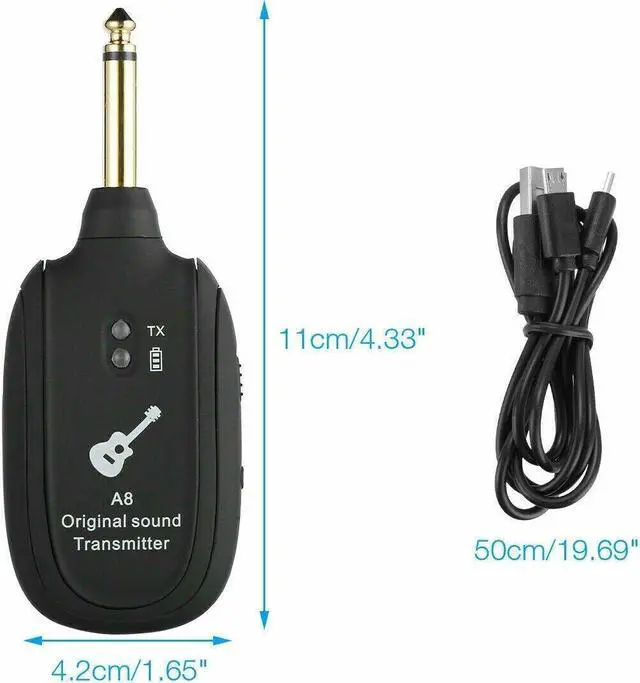 Alt view image 5 of 7 - UHF Guitar Wireless System Transmitter+Receiver Built In Rechargeable Battery