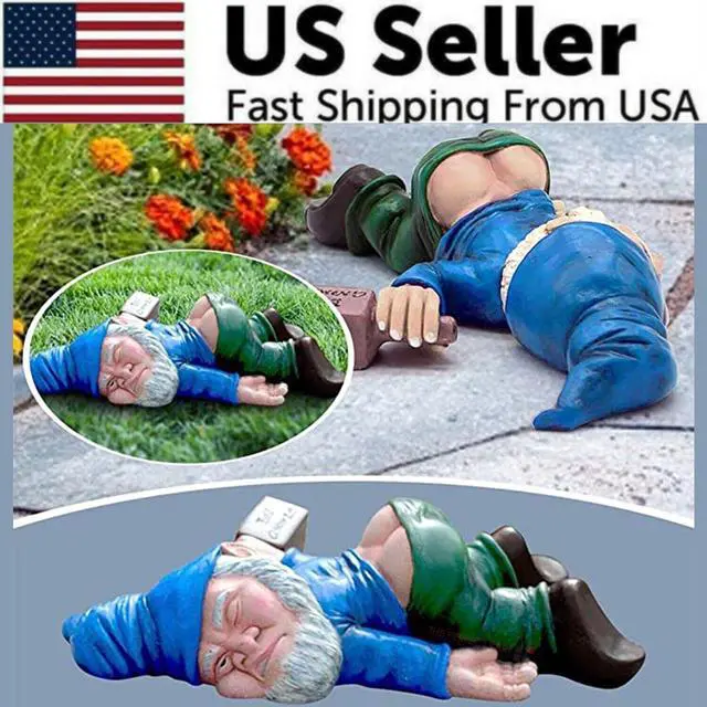 Alt view image 6 of 7 - Drunk Dwarf Garden Gnome Decoration Drunken Ornament Decor Yard Patio Lawn US