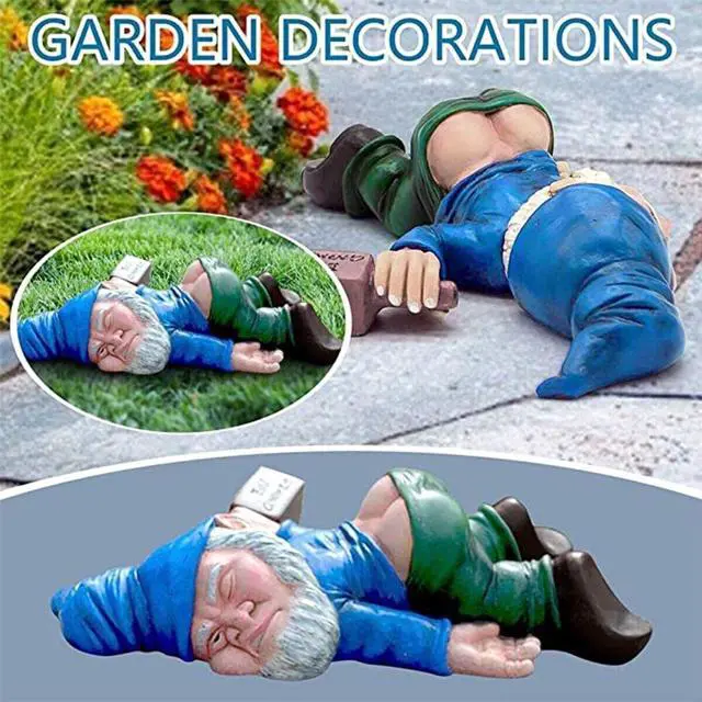 Alt view image 7 of 7 - Drunk Dwarf Garden Gnome Decoration Drunken Ornament Decor Yard Patio Lawn US