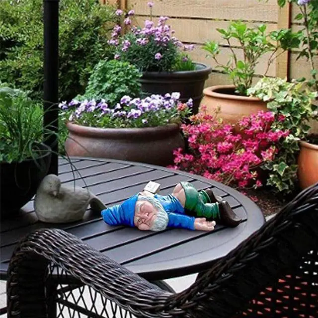 Alt view image 2 of 7 - Drunk Dwarf Garden Gnome Decoration Drunken Ornament Decor Yard Patio Lawn US