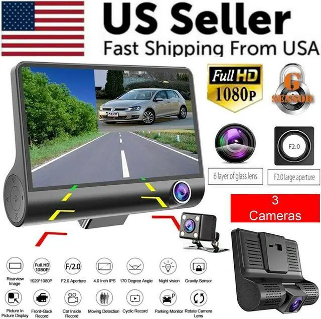 Alt view image 2 of 7 - 1080P 4" Dual Lens HD Car DVR Rearview Video Dash Cam Recorder Camera G-Sensor